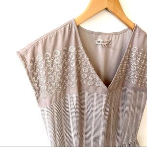 DE Collection Gray Embroidery Textured A-Line Dress